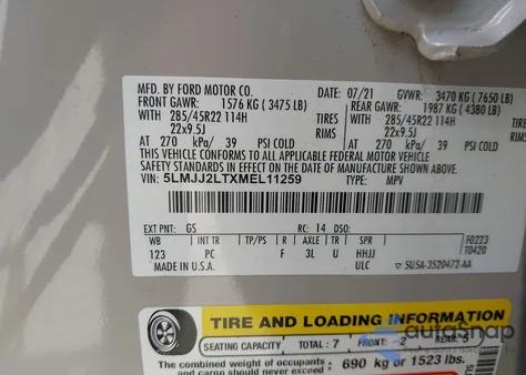 2021 Lincoln Navigator Reserve from USA, damaged, VIN 5LMJJ2LTXMEL11259